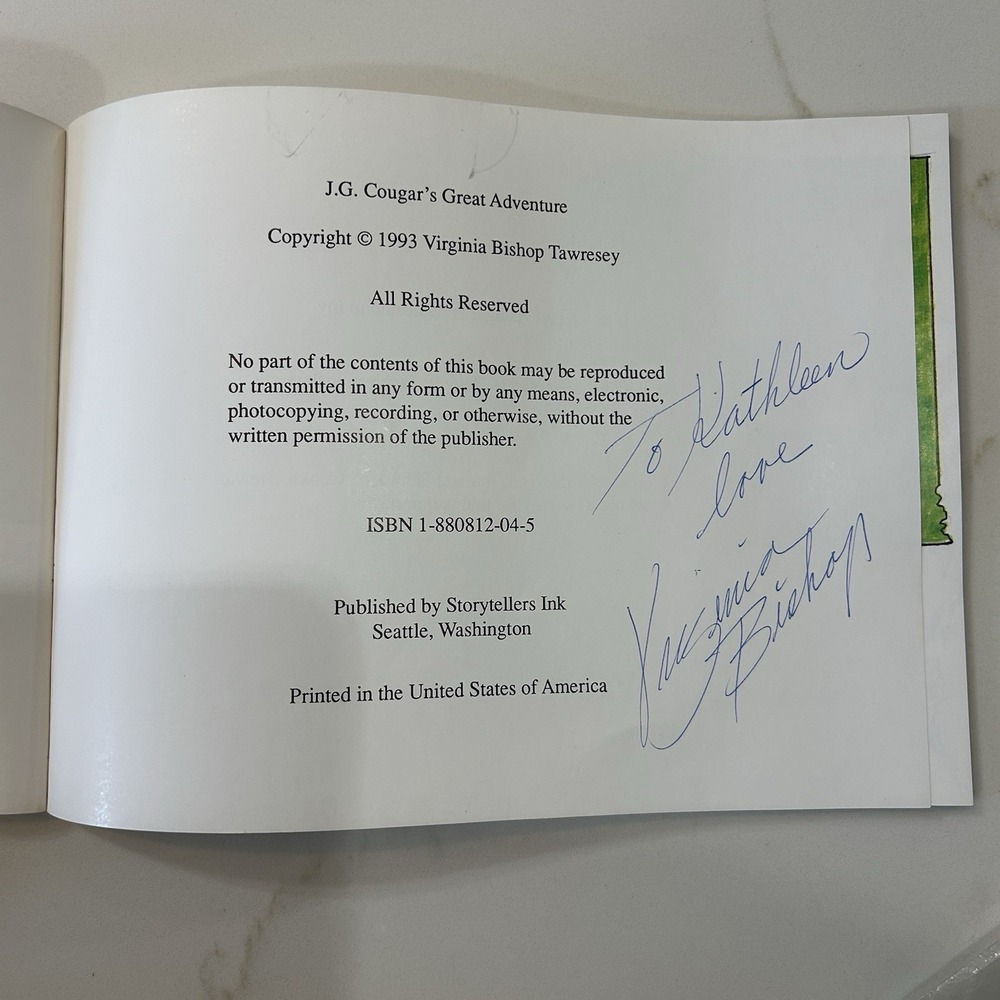 Signed J.G. Cougar's Great Adventure Virginia Bishop‎ Tawresey 1993 - Picture 2 of 2
